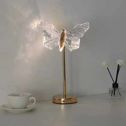 Kryształowa Lampa Stołowa Motyl LED – Elegancka Lampka do Sypialni i Salonu, Stylowy Design, Miękkie Światło, Wysoka Jakość 2