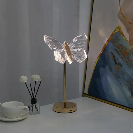 Kryształowa Lampa Stołowa Motyl LED – Elegancka Lampka do Sypialni i Salonu, Stylowy Design, Miękkie Światło, Wysoka Jakość 6