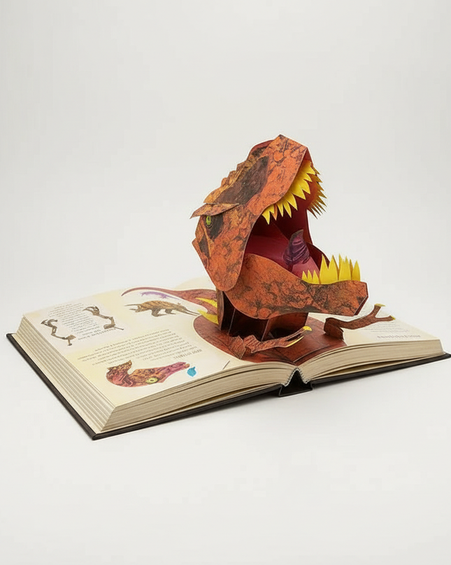 Książka 3D Pop-Up o dinozaurach dla dzieci z interaktywnymi scenami – angażująca przygoda edukacyjna z pełnokolorowymi ilustracjami 0