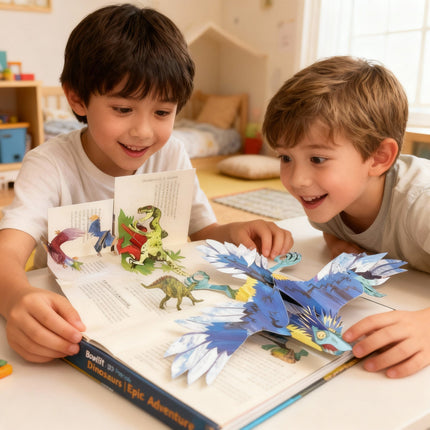 Książka 3D Pop-Up o dinozaurach dla dzieci z interaktywnymi scenami – angażująca przygoda edukacyjna z pełnokolorowymi ilustracjami 3
