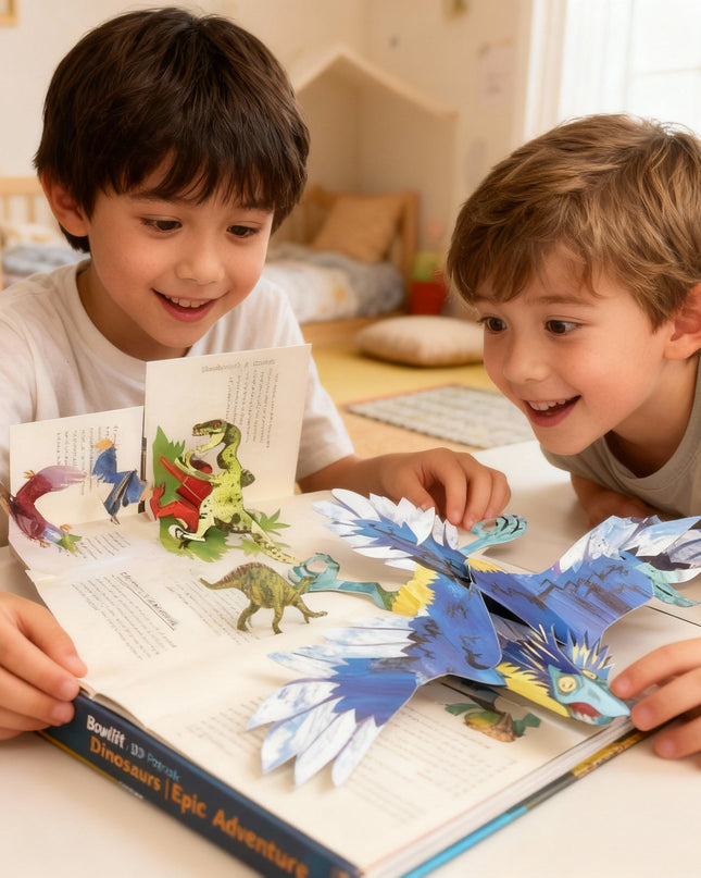 Książka 3D Pop-Up o dinozaurach dla dzieci z interaktywnymi scenami – angażująca przygoda edukacyjna z pełnokolorowymi ilustracjami 3