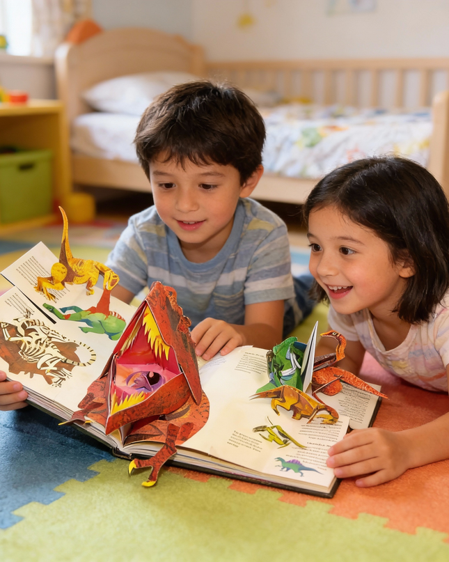 Książka 3D Pop-Up o dinozaurach dla dzieci z interaktywnymi scenami – angażująca przygoda edukacyjna z pełnokolorowymi ilustracjami 5
