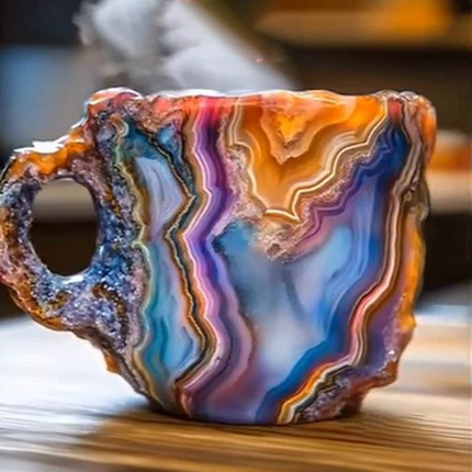 Kubek do kawy z mineralnego kryształu o pojemności 300 ml, elegancki design, unikalny styl i 9