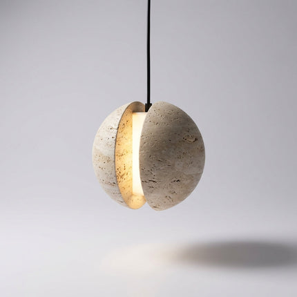 Kulista lampa wisząca z oświetleniem LED – kompaktowy design z naturalnego kamienia do nowoczesnych wnętrz 0