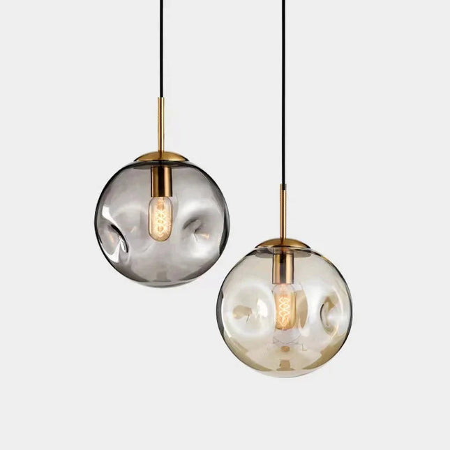 Kulista lampa wisząca ze złotego szkła – Nowoczesny design w stylu nordyckim 7