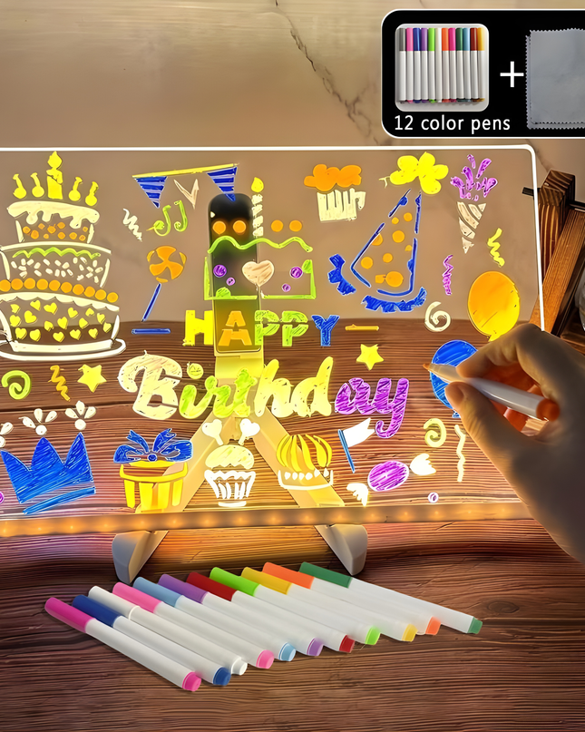 LED Light Panel with 7 Neon Colors – USB-Powered Acrylic Board for Creative Drawing and Decoration 0