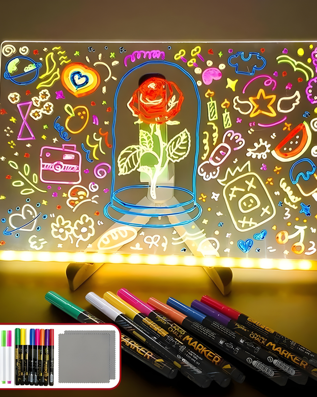 LED Light Panel with 7 Neon Colors – USB-Powered Acrylic Board for Creative Drawing and Decoration 4