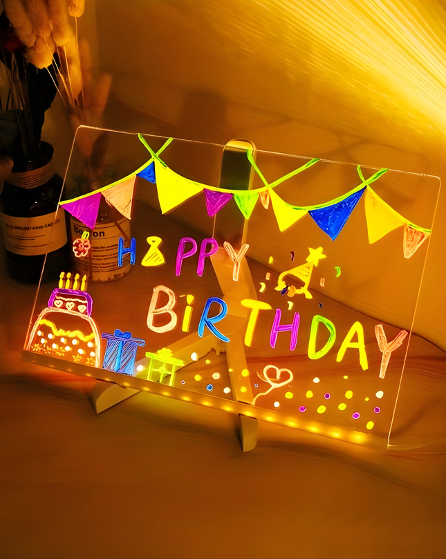 LED Light Panel with 7 Neon Colors – USB-Powered Acrylic Board for Creative Drawing and Decoration 5