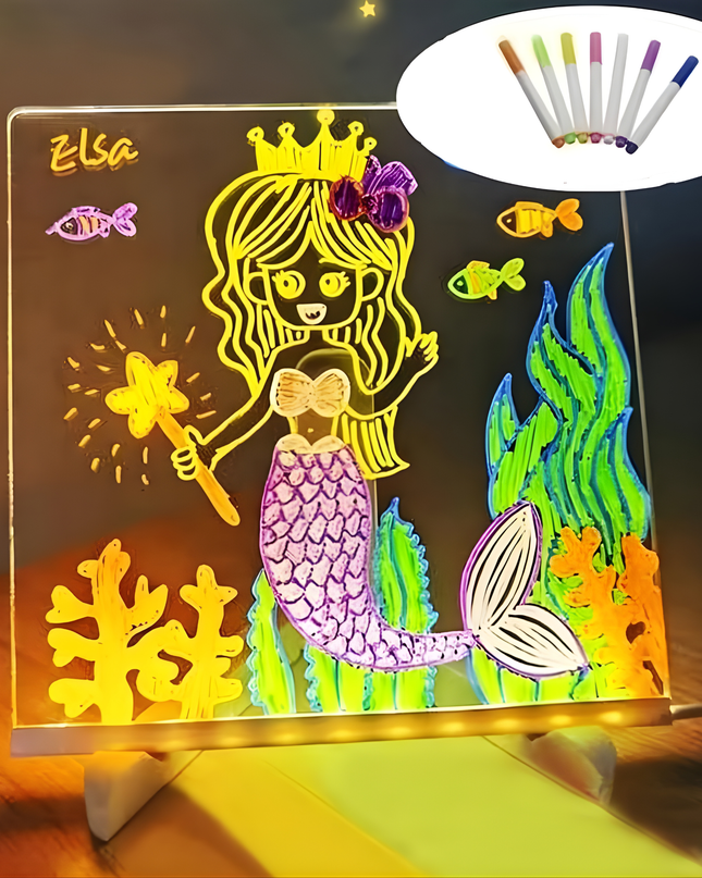 LED Light Panel with 7 Neon Colors – USB-Powered Acrylic Board for Creative Drawing and Decoration 6