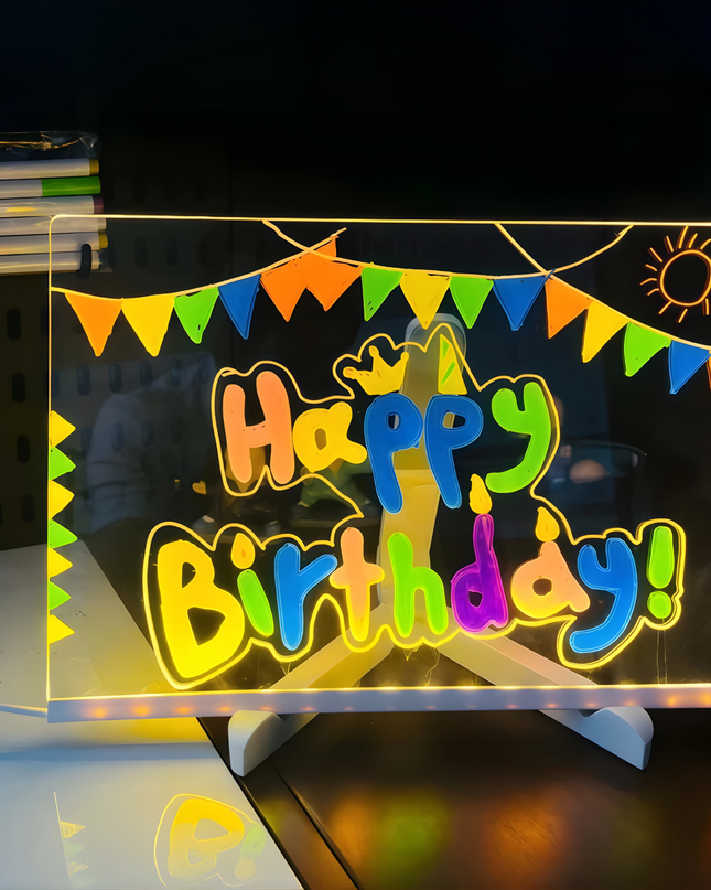 LED Light Panel with 7 Neon Colors – USB-Powered Acrylic Board for Creative Drawing and Decoration 7