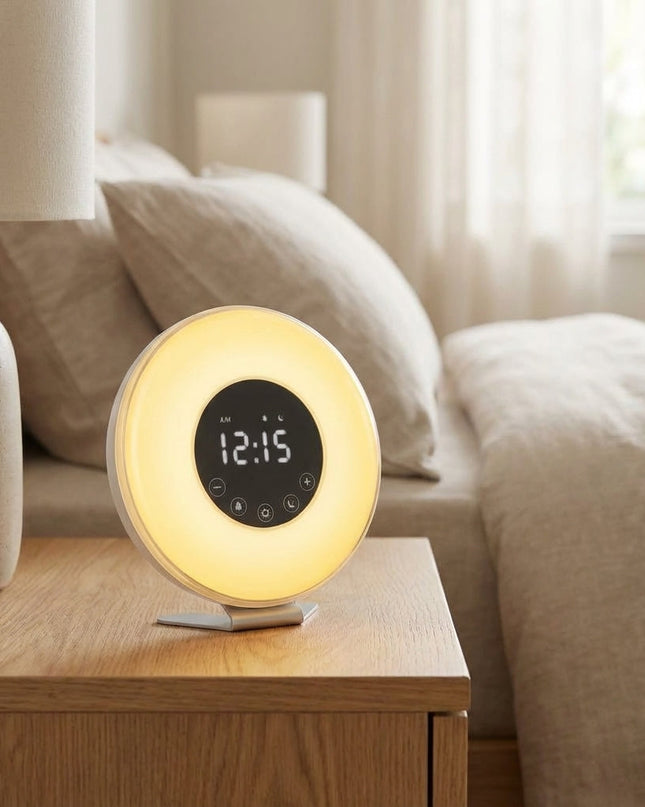Lampa alarmowa z symulacją wschodu słońca, oferująca 25 naturalnych dźwięków, 20 0