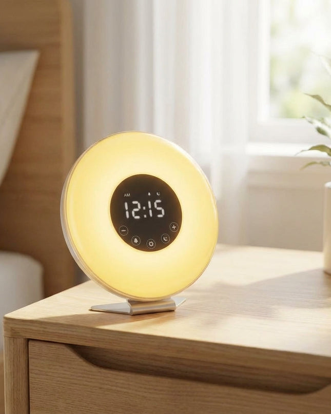 Lampa alarmowa z symulacją wschodu słońca, oferująca 25 naturalnych dźwięków, 20 1