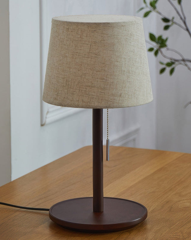 Lampa Gentle Glow z Drewna Orzecha Nordic z Tkaninowym Abażurem – 49 cm, Ciepłe Światło LED E27, Elegancki Design do Wnętrz 2