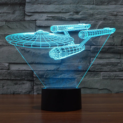 Lampa LED 3D Starship z Iluzją Optyczną – Wielokolorowe Oświetlenie do Sypialni 0