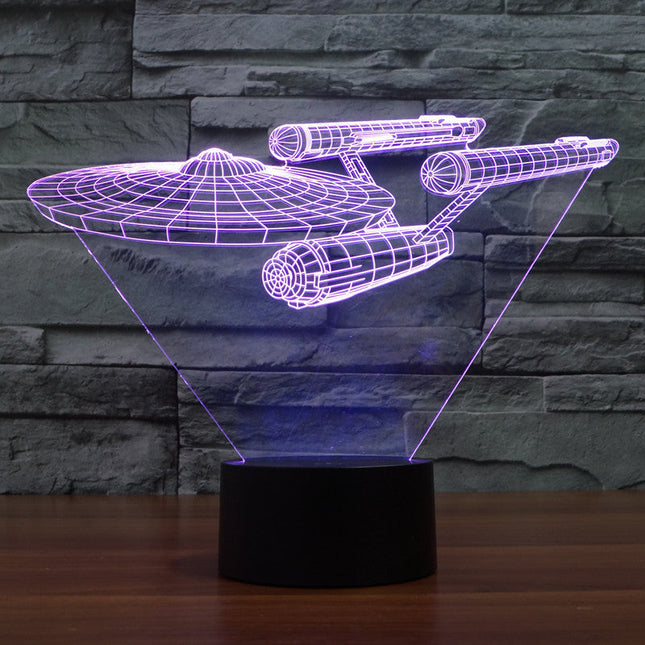 Lampa LED 3D Starship z Iluzją Optyczną – Wielokolorowe Oświetlenie do Sypialni 2