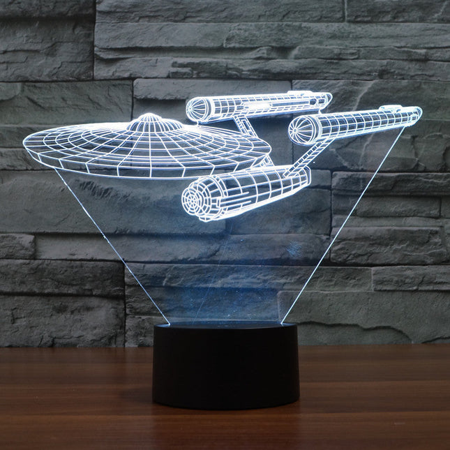 Lampa LED 3D Starship z Iluzją Optyczną – Wielokolorowe Oświetlenie do Sypialni 3