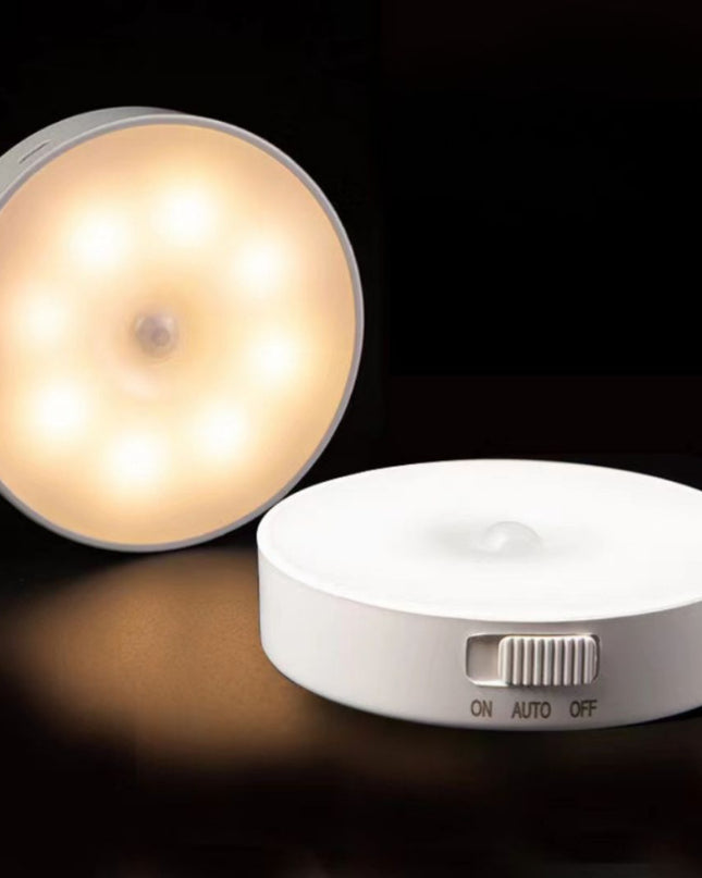 Lampa LED z czujnikiem ruchu i regulacją jasności, bezprzewodowa, okrągła, biała 4