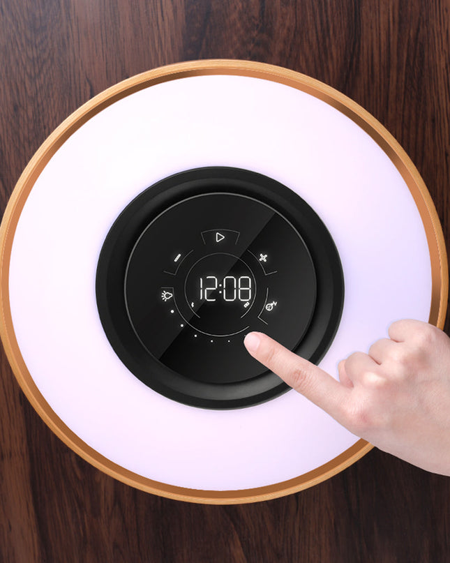 Lampa LED z głośnikiem Bluetooth i bezprzewodowym ładowaniem, elegancka lampa sufitowa z dre 3