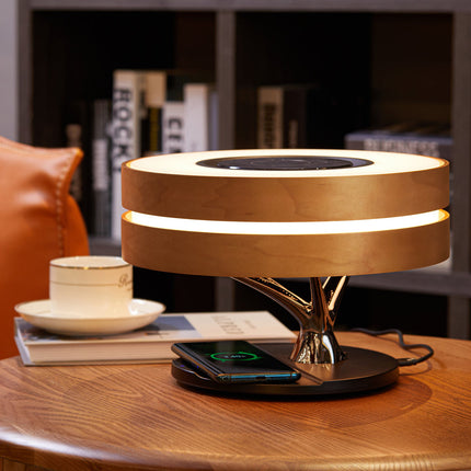 Lampa LED z głośnikiem Bluetooth i bezprzewodowym ładowaniem, elegancka lampa sufitowa z dre 4