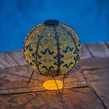 Lampa Ogrodowa Kula z Ręcznie Odbitym Wzorem Marrakeszu - Słoneczna Lampa do Ogrodu, 30 cm, Ekologiczne Zasilanie 0