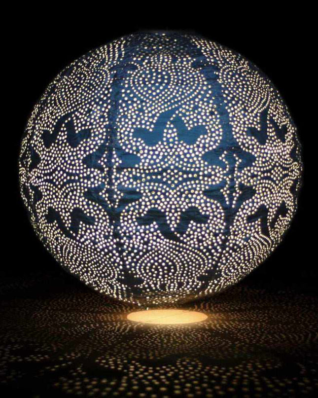 Lampa Ogrodowa Kula z Ręcznie Odbitym Wzorem Marrakeszu - Słoneczna Lampa do Ogrodu, 30 cm, Ekologiczne Zasilanie 3
