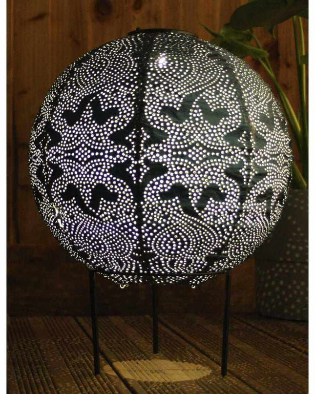 Lampa Ogrodowa Kula z Ręcznie Odbitym Wzorem Marrakeszu - Słoneczna Lampa do Ogrodu, 30 cm, Ekologiczne Zasilanie 5
