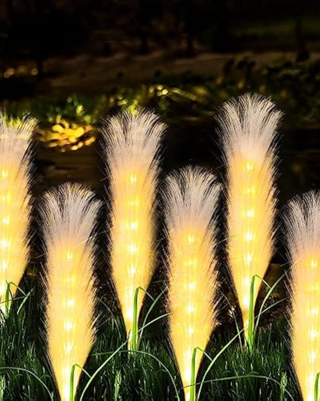 Lampa Ogrodowa Solarna z Trzciny – 4 Sztuki, Naturalny Design do Ogrodu, Automatyczne Włączanie, Odporna na Warunki Atmosferyczne 0