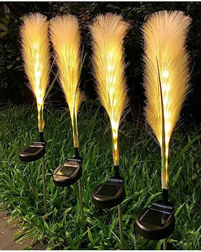 Lampa Ogrodowa Solarna z Trzciny – 4 Sztuki, Naturalny Design do Ogrodu, Automatyczne Włączanie, Odporna na Warunki Atmosferyczne 1