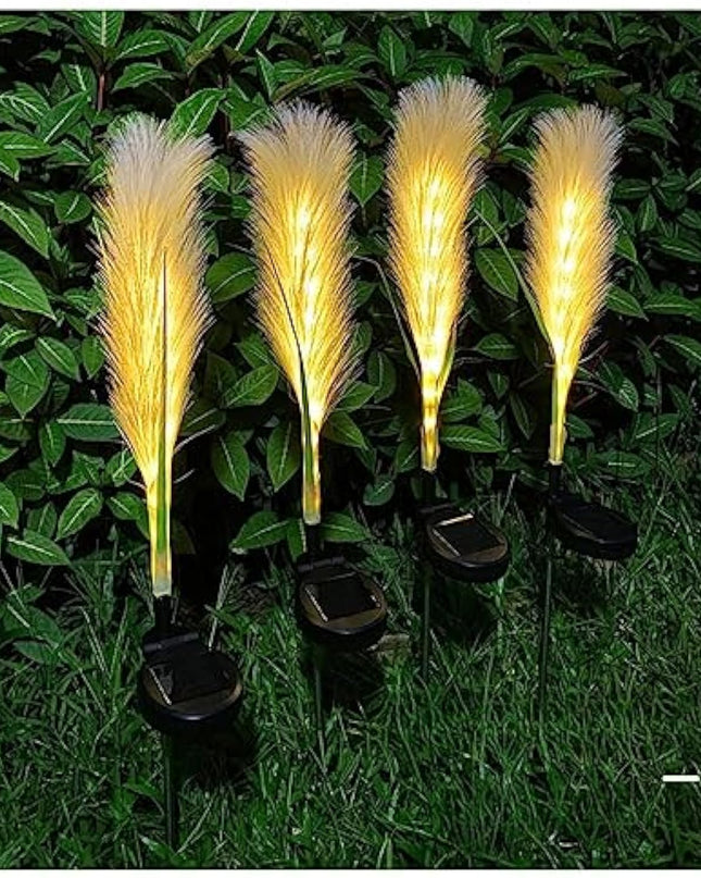 Lampa Ogrodowa Solarna z Trzciny – 4 Sztuki, Naturalny Design do Ogrodu, Automatyczne Włączanie, Odporna na Warunki Atmosferyczne 4