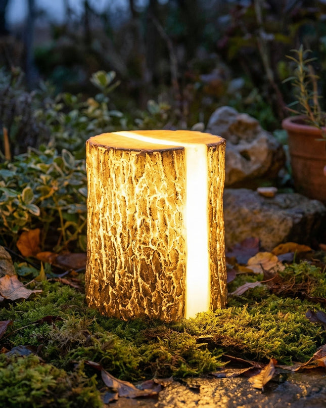 Lampa ogrodowa stojąca LED w naturalnym stylu pnia drzewa, idealna do rustykalnych ogrodów, 0