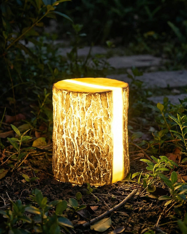 Lampa ogrodowa stojąca LED w naturalnym stylu pnia drzewa, idealna do rustykalnych ogrodów, 1
