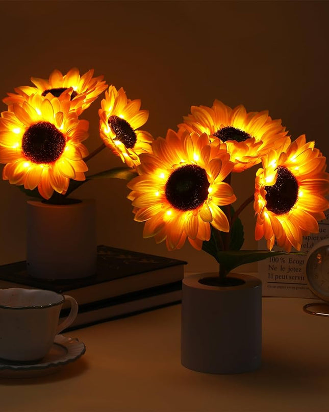 Lampa Ozdobna LED Słonecznikowa – Elegancka Dekoracja Wnętrz, Energooszczędne Światło, Kompaktowe Wymiary 9x9x28 cm 6