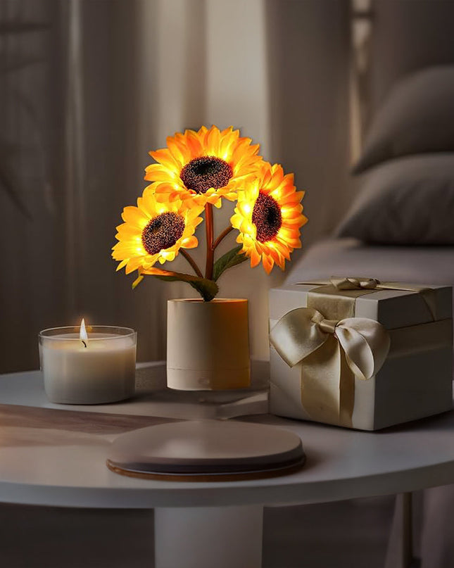 Lampa Ozdobna LED Słonecznikowa – Elegancka Dekoracja Wnętrz, Energooszczędne Światło, Kompaktowe Wymiary 9x9x28 cm 7