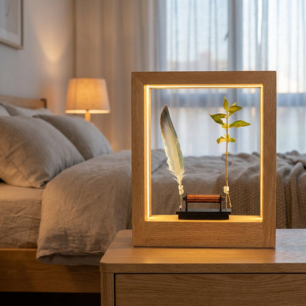 Lampa ozdobna LED z efektem piór, minimalistyczny design, idealna do montażu stołowego lub śc 1