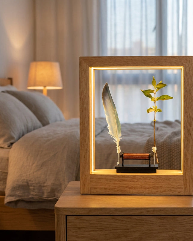 Lampa ozdobna LED z efektem piór, minimalistyczny design, idealna do montażu stołowego lub śc 1