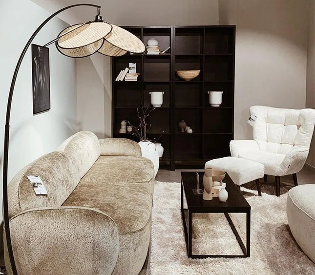 Lampa Podłogowa Rattanowa z Metalową Podstawą – Naturalny Design, Ciepłe Światło, 180 cm Wysokości 2