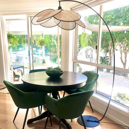 Lampa Podłogowa Rattanowa z Metalową Podstawą – Naturalny Design, Ciepłe Światło, 180 cm Wysokości 5