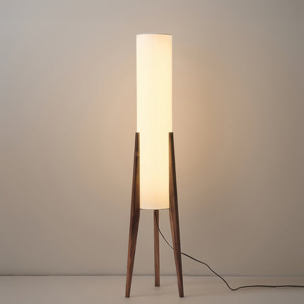 Lampa Podłogowa z Orzechowego Drewna i Tkaninowym Kloszem – Nowoczesny Styl Nordic, Przytulne Oświetlenie do Wnętrz 0