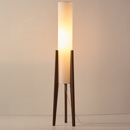 Lampa Podłogowa z Orzechowego Drewna i Tkaninowym Kloszem – Nowoczesny Styl Nordic, Przytulne Oświetlenie do Wnętrz 1