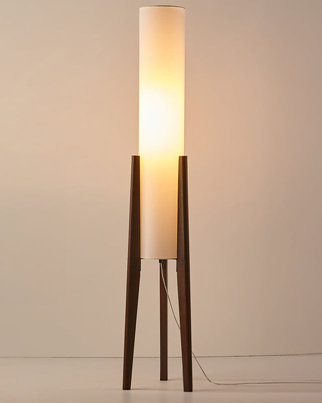 Lampa Podłogowa z Orzechowego Drewna i Tkaninowym Kloszem – Nowoczesny Styl Nordic, Przytulne Oświetlenie do Wnętrz 1