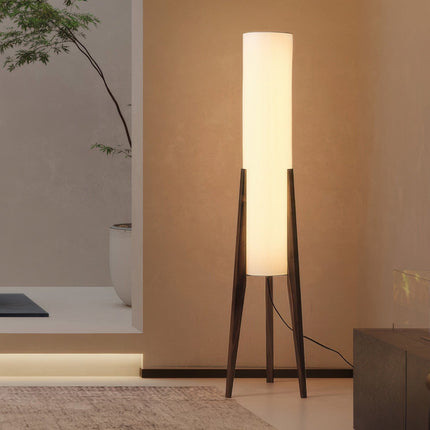 Lampa Podłogowa z Orzechowego Drewna i Tkaninowym Kloszem – Nowoczesny Styl Nordic, Przytulne Oświetlenie do Wnętrz 2