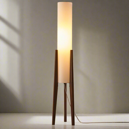 Lampa Podłogowa z Orzechowego Drewna i Tkaninowym Kloszem – Nowoczesny Styl Nordic, Przytulne Oświetlenie do Wnętrz 4