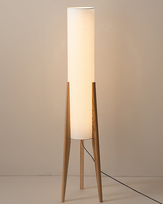 Lampa Podłogowa z Orzechowego Drewna i Tkaninowym Kloszem – Nowoczesny Styl Nordic, Przytulne Oświetlenie do Wnętrz 5