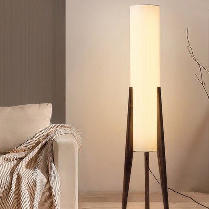 Lampa Podłogowa z Orzechowego Drewna i Tkaninowym Kloszem – Nowoczesny Styl Nordic, Przytulne Oświetlenie do Wnętrz 6