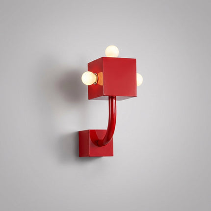 Lampa ścienna geometryczna z ciepłym światłem, metalowy kinkiet w czerwonym kolorze, doskonała do nowoczes 1