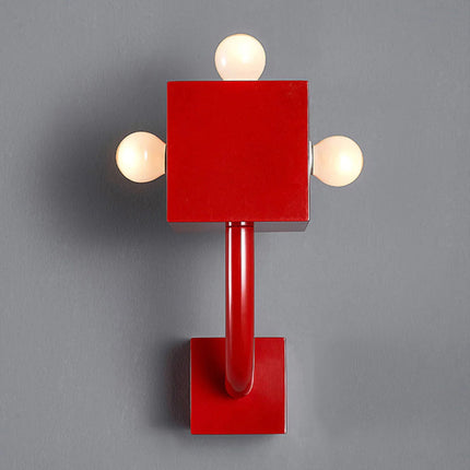 Lampa ścienna geometryczna z ciepłym światłem, metalowy kinkiet w czerwonym kolorze, doskonała do nowoczes 4