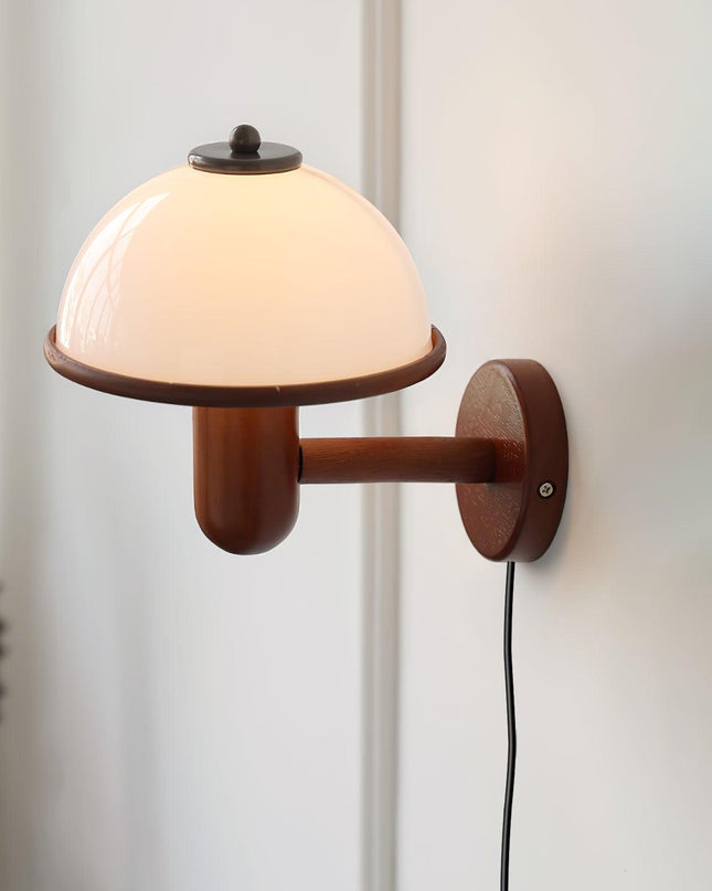 Lampa Ścienna z Drewna Dębowego i Białym Abażurem – Nowoczesny Kinkiet Ścienny do Wnętrz 5