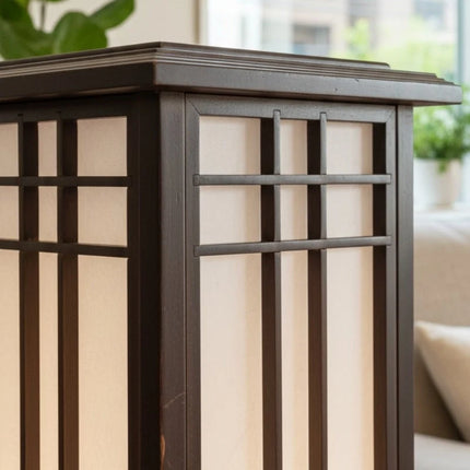 Lampa Shoji z ciepłym światłem i drewnianą ramą w japońskim stylu, idealna do dekoracji 6