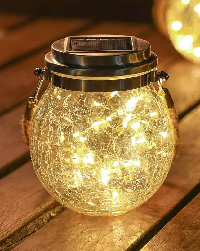 Lampa Solarna Ogrodowa Szklana 4-Pak z Unikalnym Wzorem Lodowych Szczelin – Ekologiczne Oświetlenie do Ogrodu 0