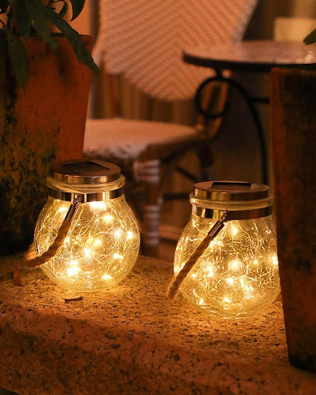 Lampa Solarna Ogrodowa Szklana 4-Pak z Unikalnym Wzorem Lodowych Szczelin – Ekologiczne Oświetlenie do Ogrodu 1